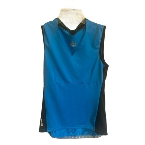 Pearl Izumi Tops - Pearl Izumi Cycling Top Womens M Blue Black Sleeveless Back Pocket Stretch Shirt